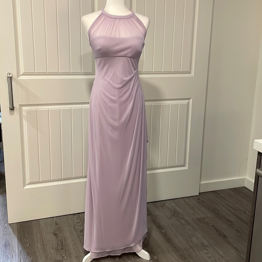 David’s Bridal Lavender Mesh Maxi Dress
